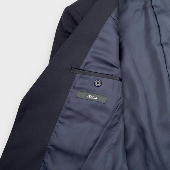 $1107 Z Zegna Blazer Mens 42R Drop 8 Slim Fit Wool 3 Button Jacket Micro Striped - Picture 12 of 15